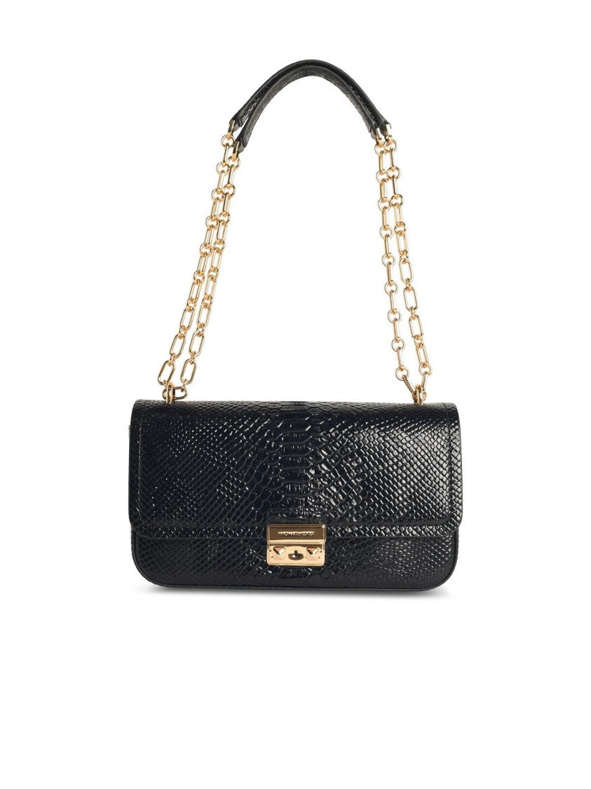 Michael Michael Kors Tribeca' Black Snake Print Leather Shoulder Bag