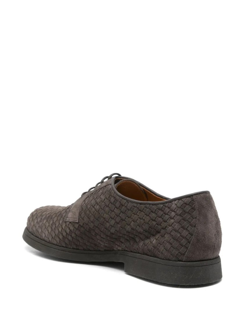 Doucal's Woven Leather Derby Shoes With Lace-Up Closure