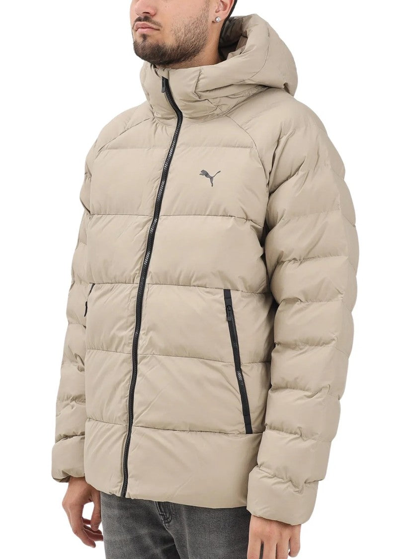 Puma Beige Hooded Quilted Polyester Down Jacket