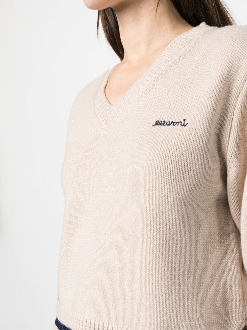 Marni Llogo-Embroidered V-Neck Jumper