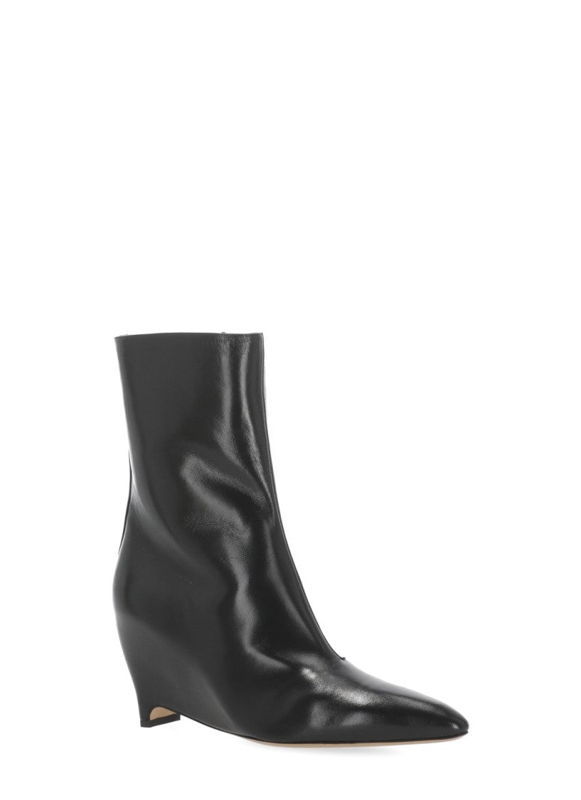 Maison Margiela Black White Embroidered Leather Boots