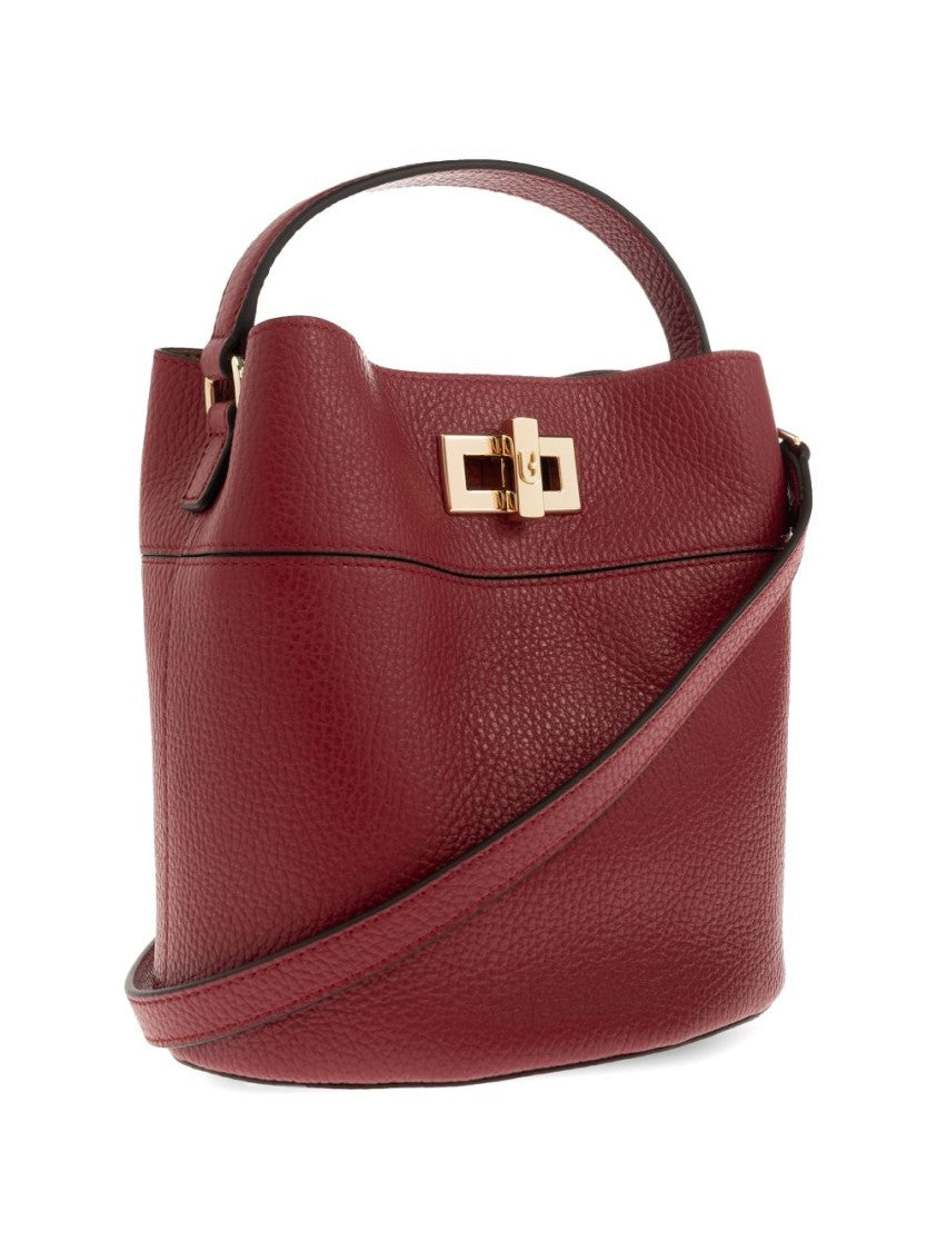 Furla Cherry Amelia Mini Pebbled Bucket Bag