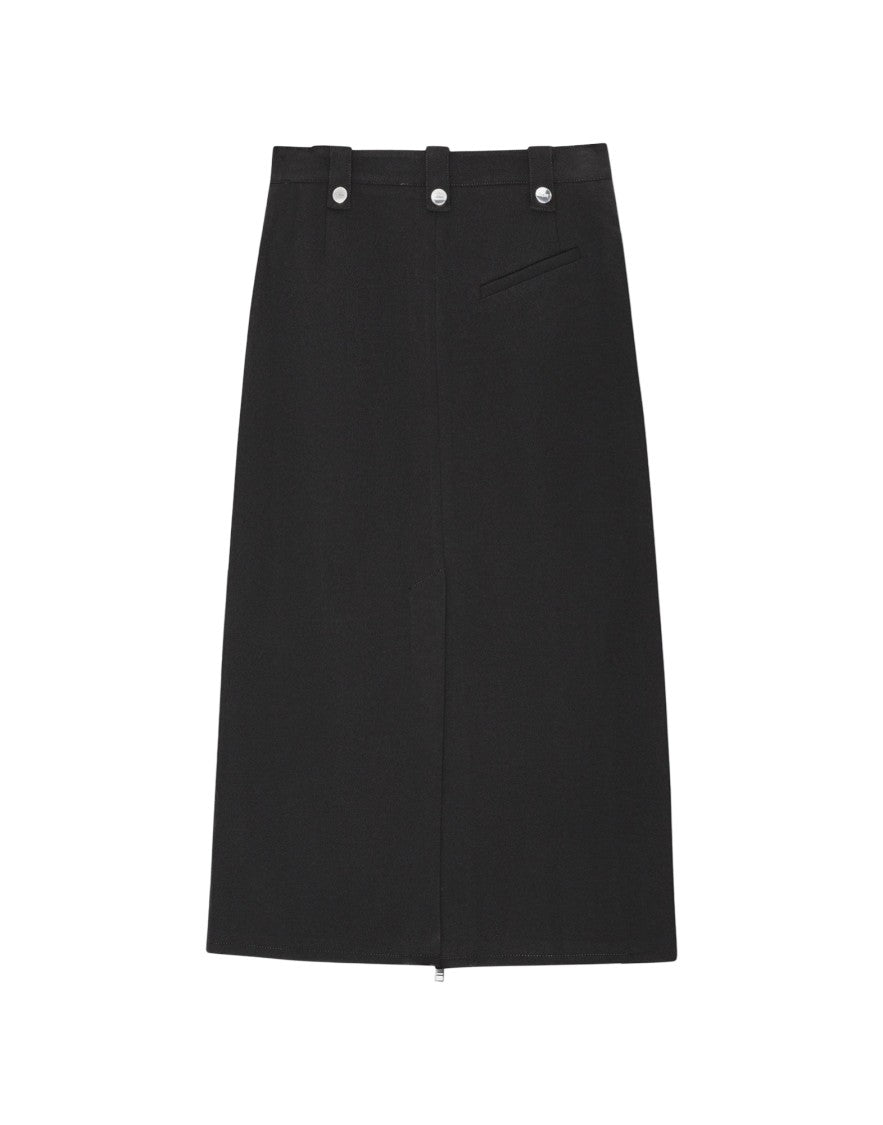 Ganni Tailored Black Maxi Skirt With Front Zip Closure
