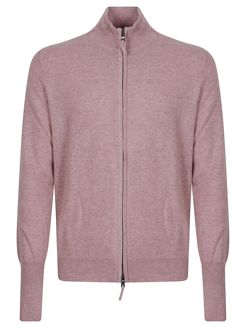 Ballantyne Fitted Fine-Knit Sweater With High Collar And Ribbed Accents
