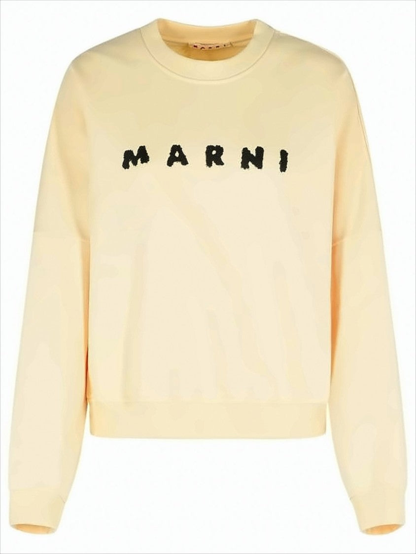 Marni Relaxed Fit Long-Sleeved Cropped Sweatshirt