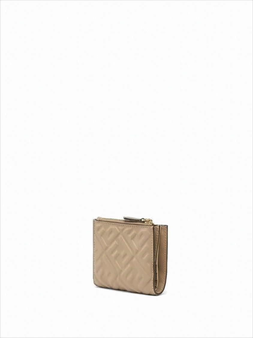 Fendi Compact Sheepskin Wallet With Geometric Embossing