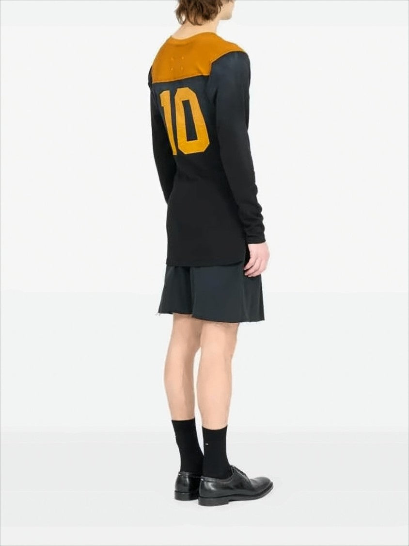 Maison Margiela Long-Sleeve Black Shirt With Orange Accents