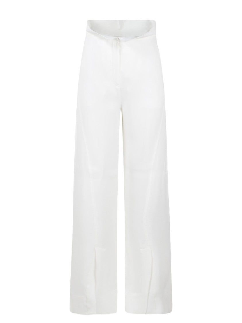Alberta Ferretti Crepe Satin Palazzo Trousers