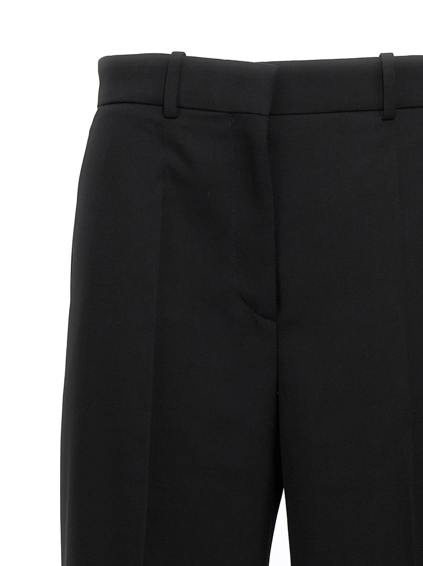 Lanvin Wide Leg Wool Trousers With Central Pleat