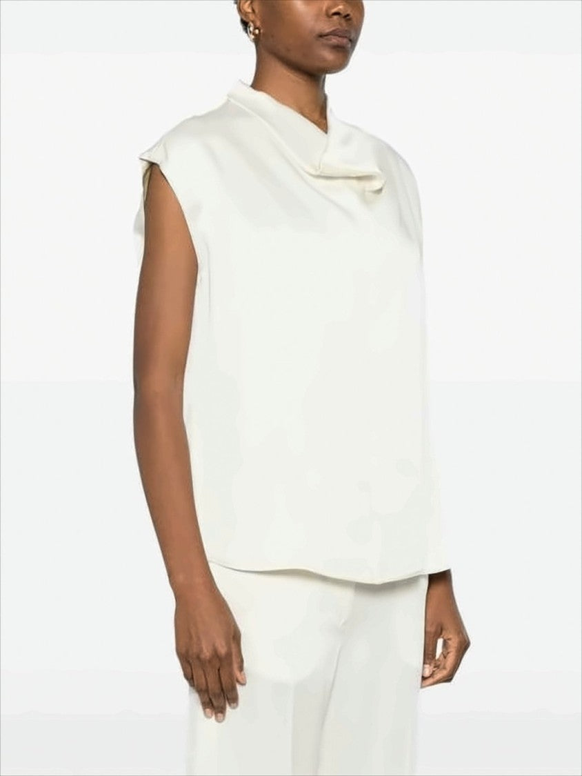 Totême Boxy Silhouette Sleeveless Top With Draped Cowl Neckline
