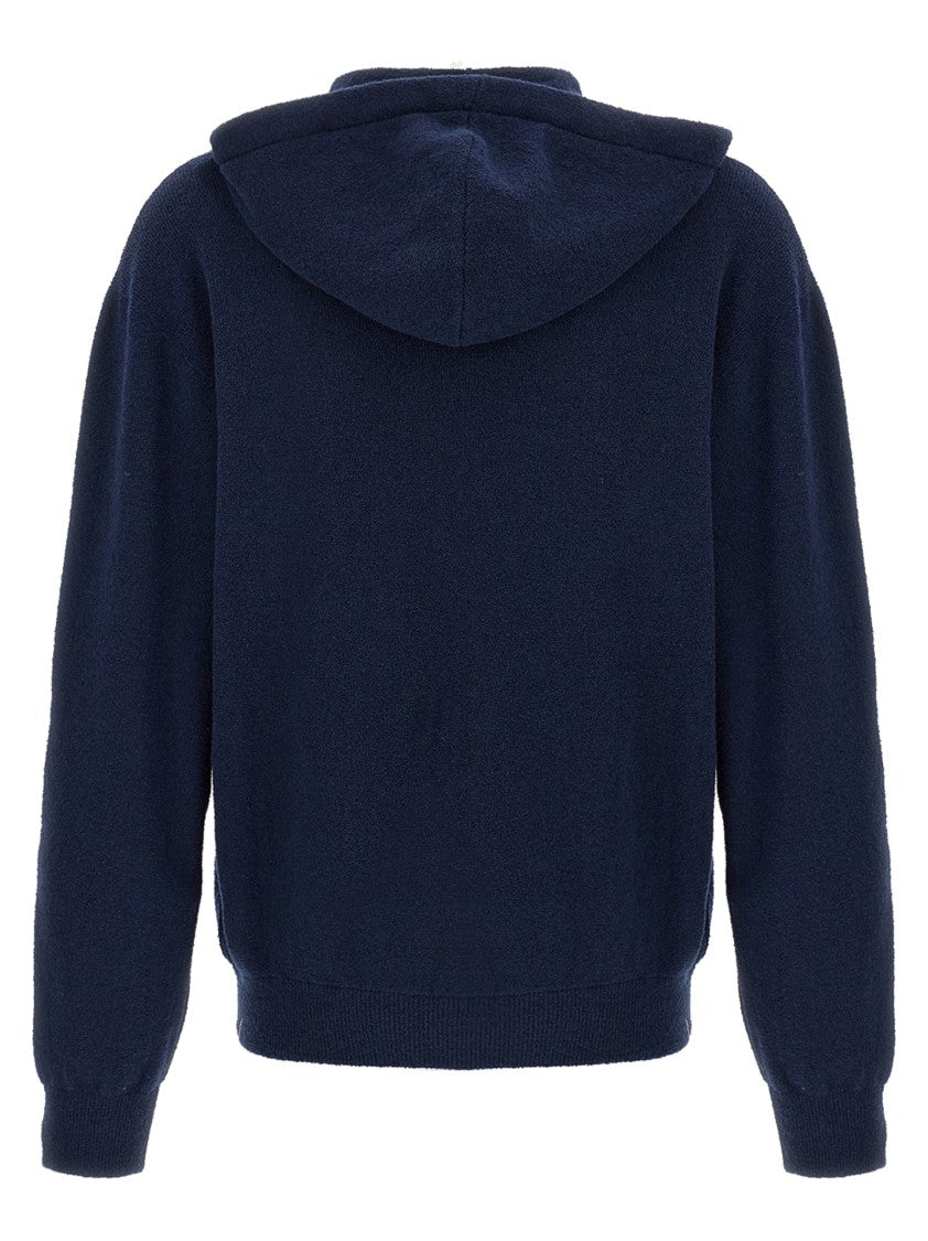 Roberto Collina Blue Spongy Cotton Blend Hoodie