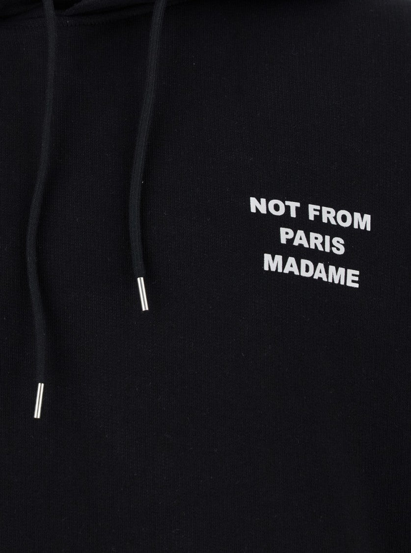Drôle De Monsieur Cotton Black Hoodie With Mini Logo
