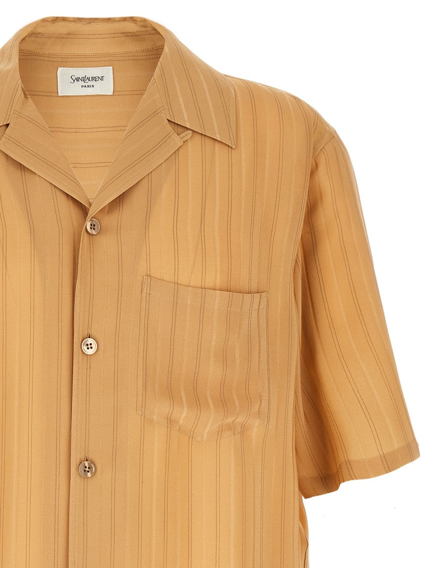Saint Laurent Striped Silk French Collar Shirt