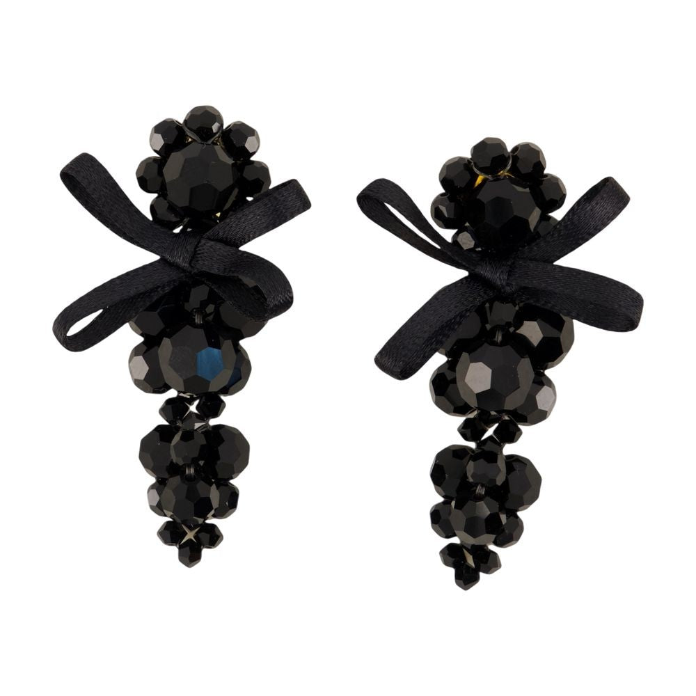 Simone Rocha Petite Bow Earrings - Crystal - Black