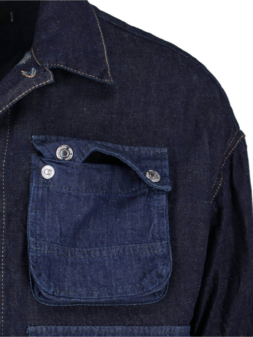 Dsquared2 Blue Cargo Denim Cotton Hemp Jacket