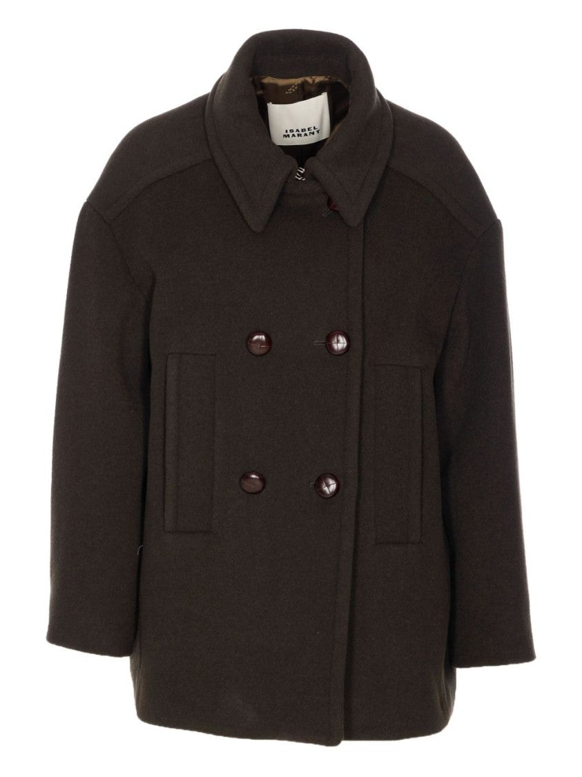 Isabel Marant Étoile Double-Breasted Brown Coat With Structured Collar