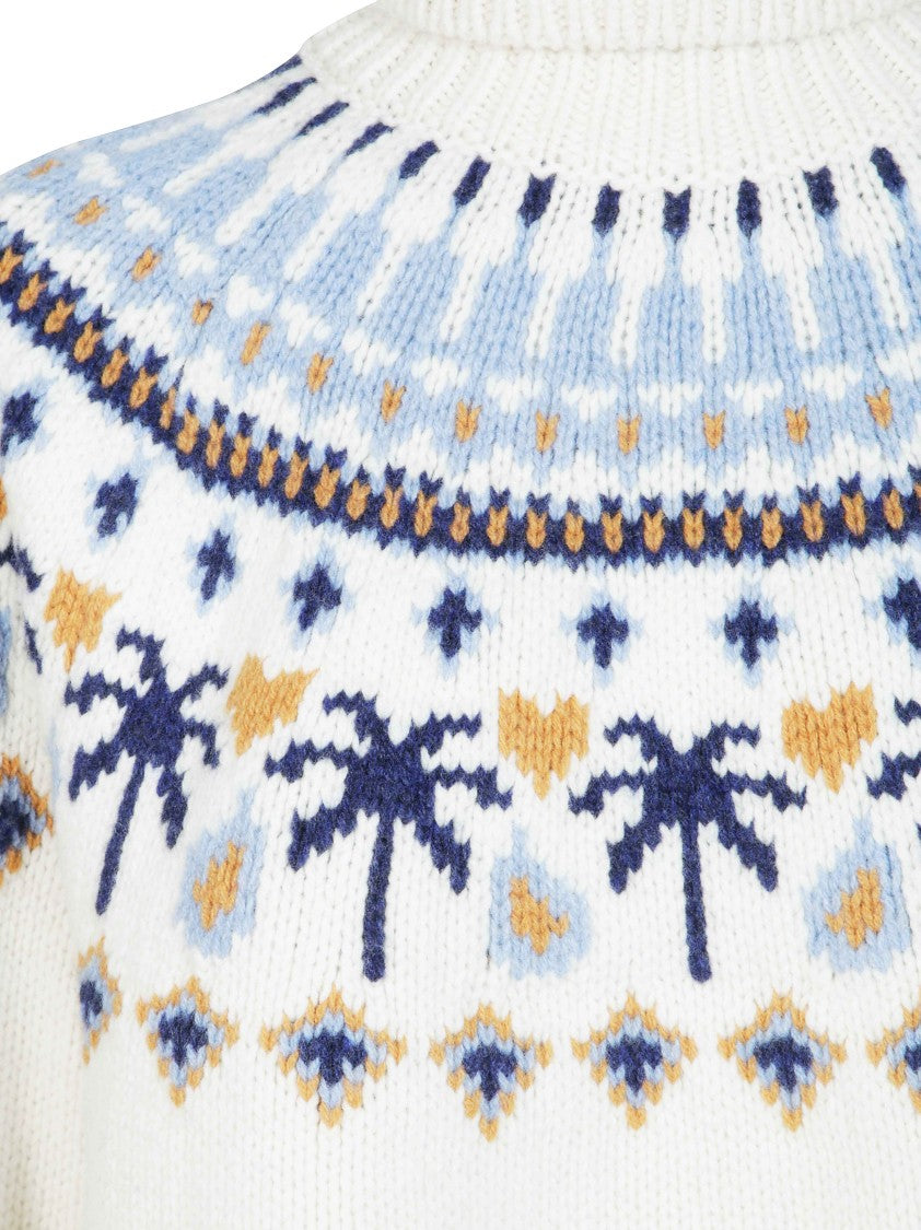 Alanui Sweet Winter Cropped Patterned Turtleneck Sweater