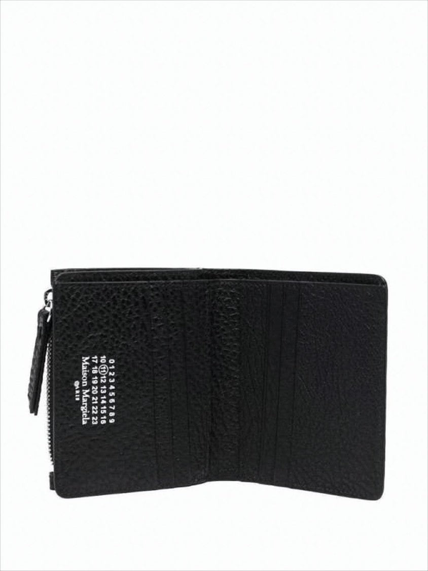 Maison Margiela Textured Calf Leather Compact Wallet With Distinctive Stitches