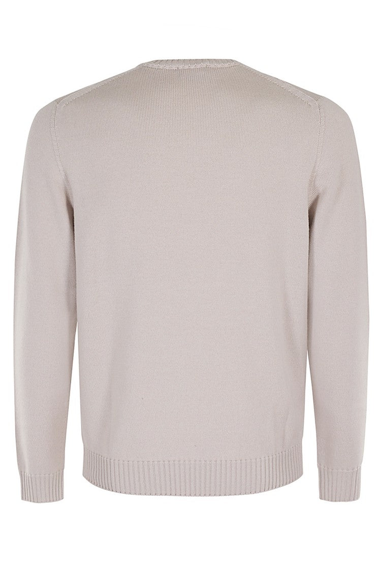 Drumohr Beige Double Strand Merino Wool Crew Neck Sweater