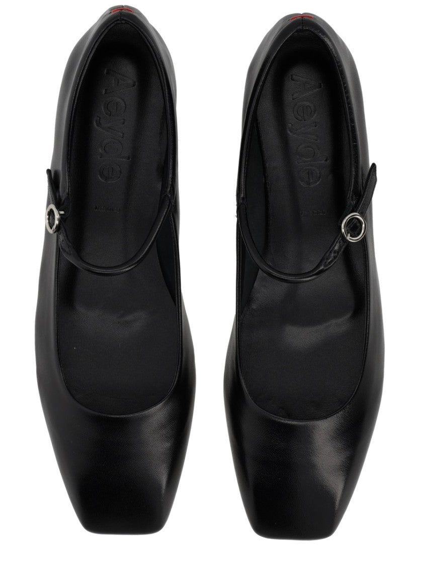 Aeydē Neutrals Uma Mary-Jane Pointed Leather Flats