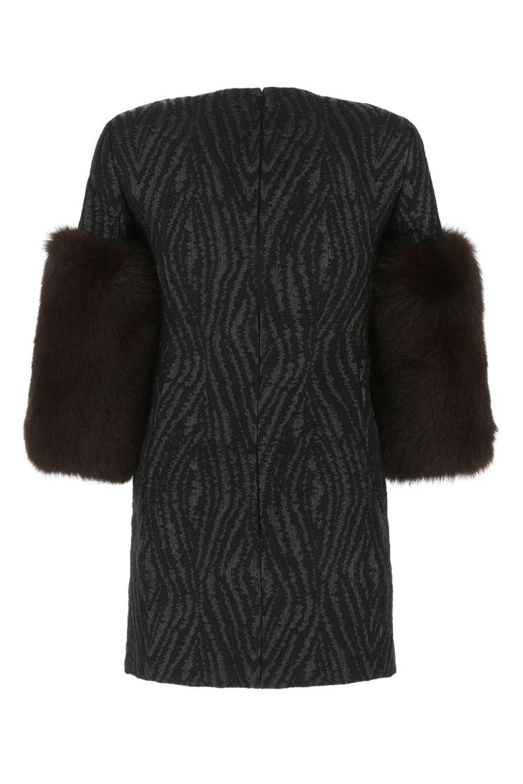 Saint Laurent Black Damask Mini Dress