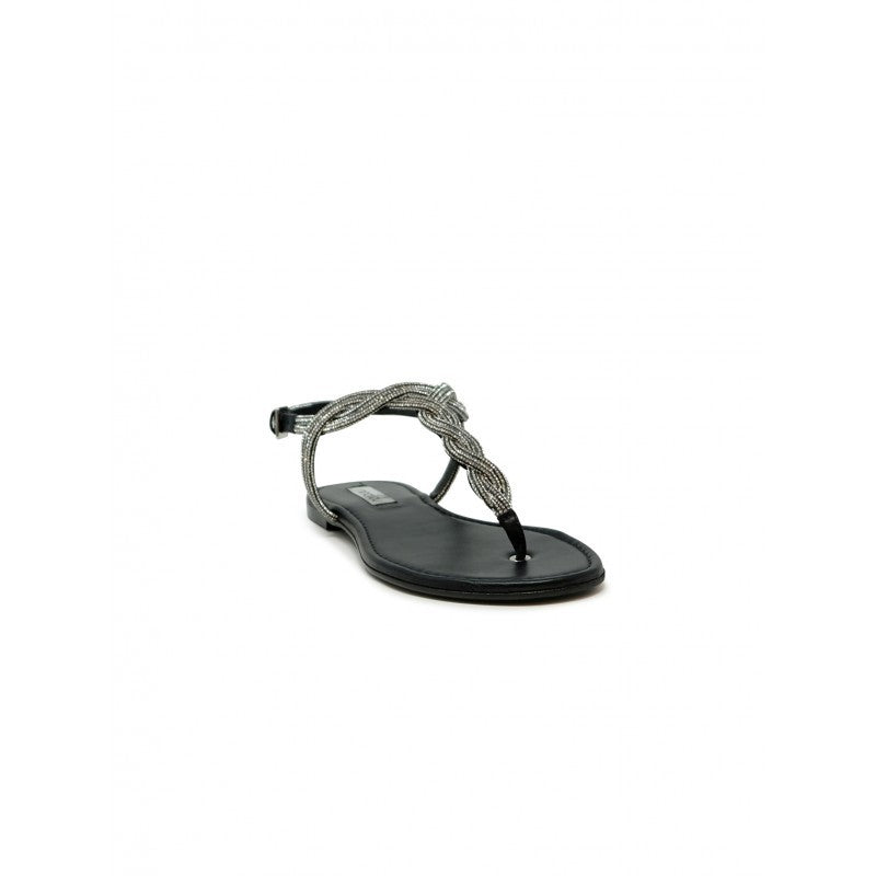 Ninalilou 351172Fr/1 Black Nappa Flat Sandal