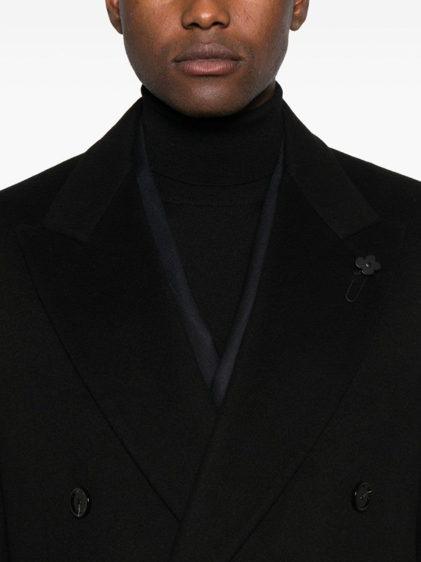 Lardini Double-Breasted Tailored Coat With Floral Detail