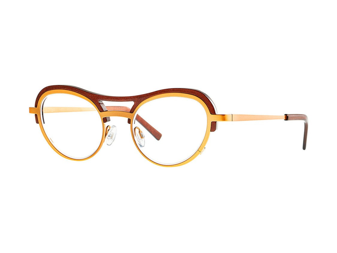 Theo Cinnamon Cappuccino Double Bridge Round Eyeglasses