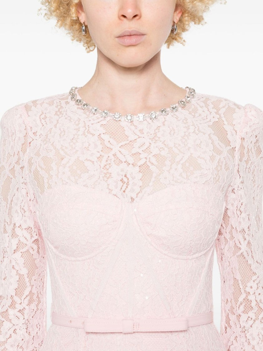 Self-Portrait Lace Bustier Midi Dress