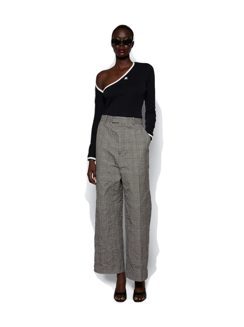 Vetements Metalized Wrinkled Tailored Pants Grey Check