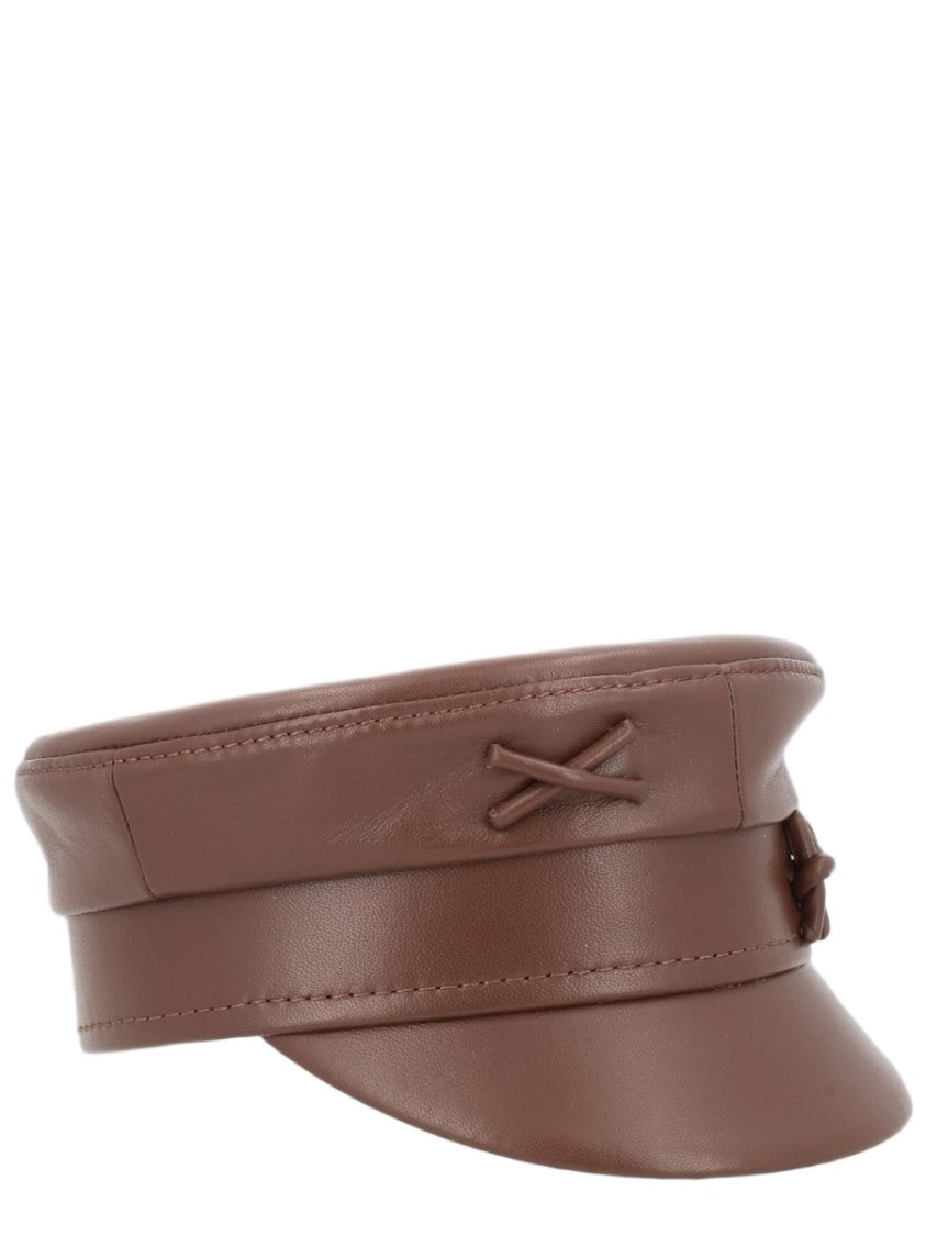 Ruslan Baginskiy Backer Boy Structured Curved Brim Leather Hat
