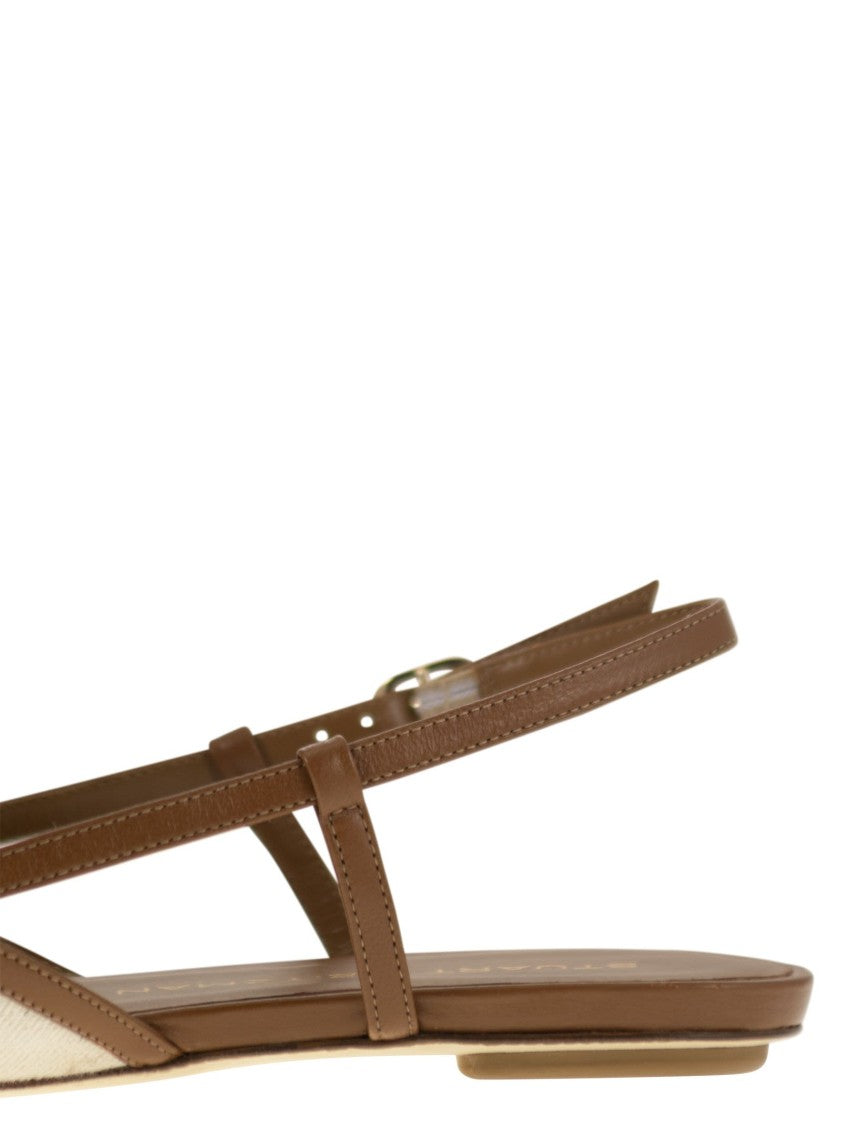 Stuart Weitzman Kitty - Leather And Linen Slingback