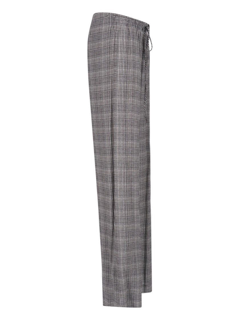 Ermanno Scervino Checkered Elastic Waist Grey Viscose Wide-Leg Pants