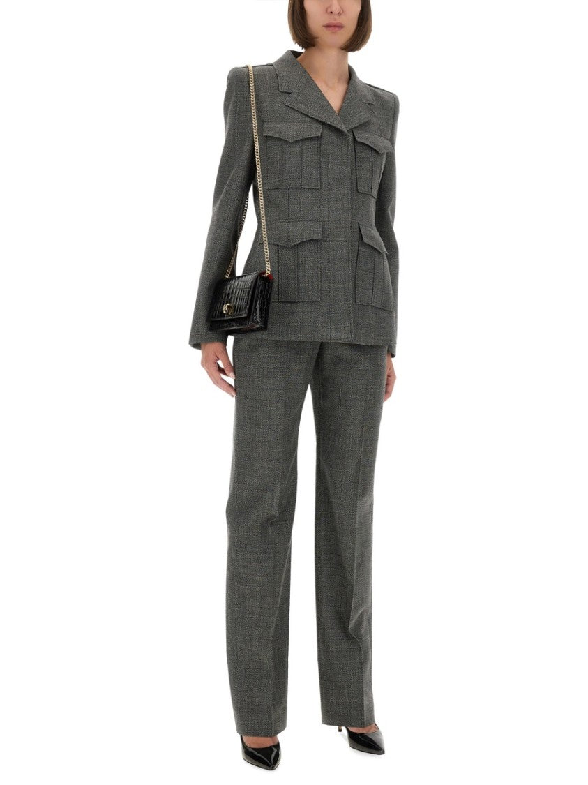 Alexander Mcqueen Straight-Leg Tailored Pants With Subtle Check Pattern