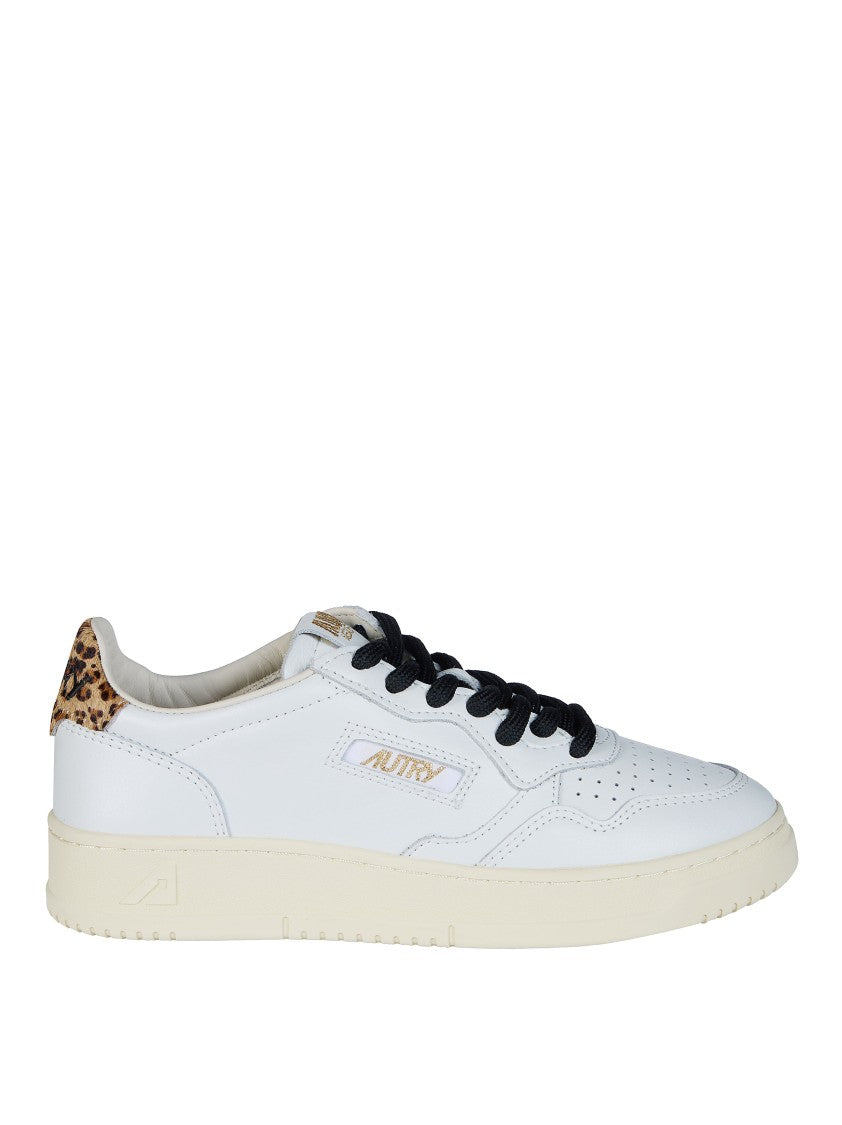 Autry White Medalist Low Leopard Print Leather Sneakers