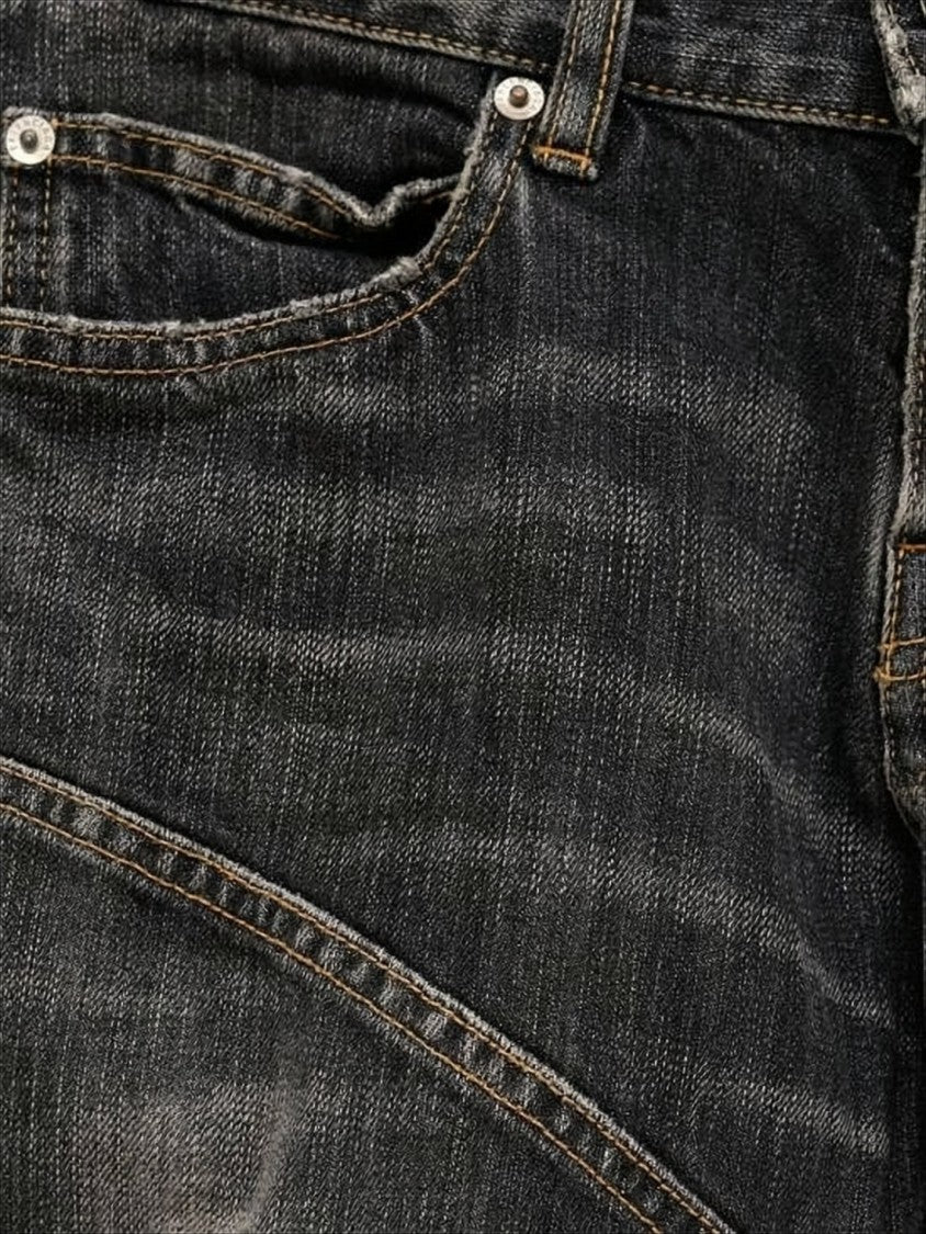 Balenciaga Relaxed Fit Black Denim Pants With Distinctive Panel Stitching