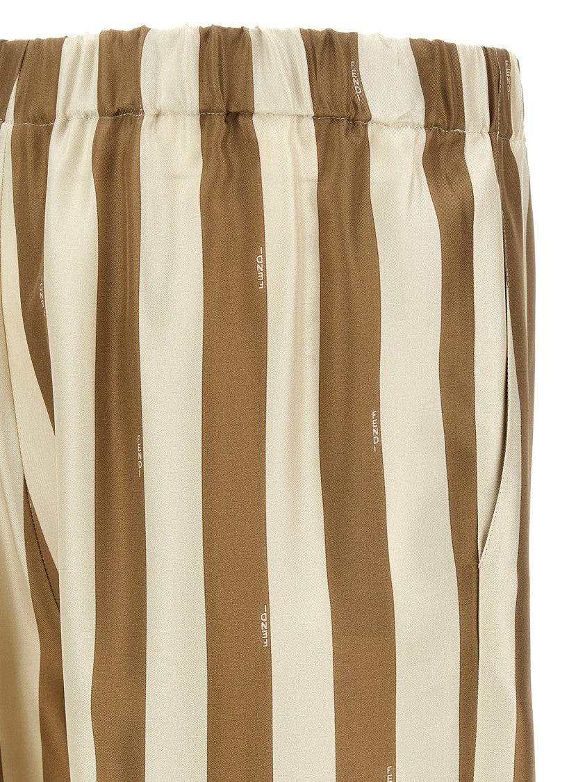 Fendi Silk Bermuda Shorts With Iconic Pecin Stripes And Elastic Waistband