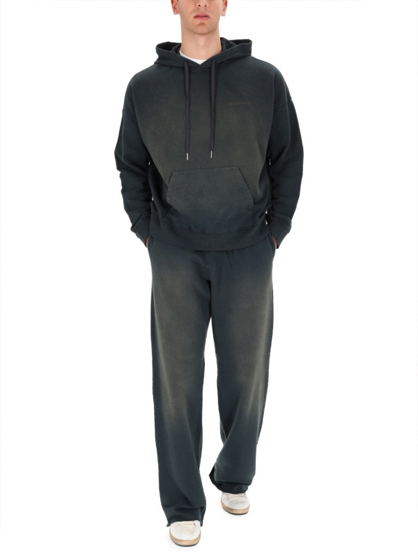 Golden Goose Washed Black Cotton Pouch Hoodie