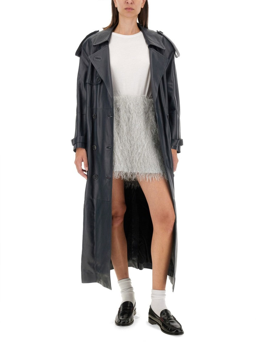 Salvatore Santoro Double-Breasted Ovine Leather Trench Coat