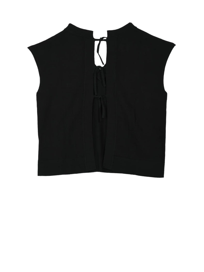 Alpha Studio Black Cotton Knit Top