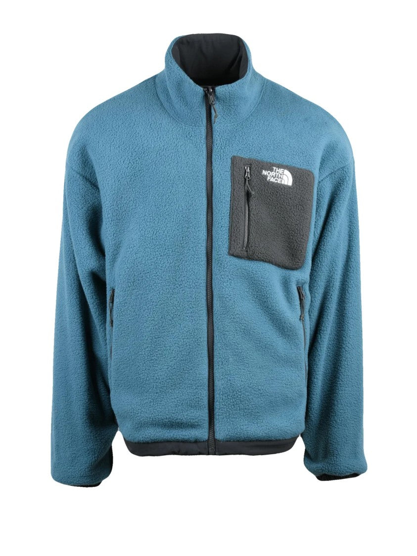 The North Face Blue Reversible Fleece-Nylon Zip Coat