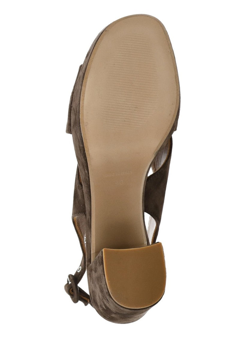Juilie Dee Brown Crossed Bands Suede Sandals