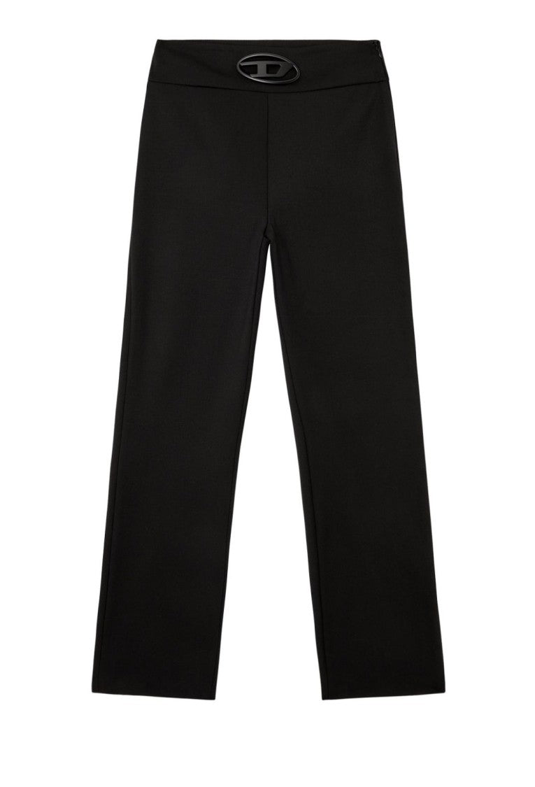Diesel High-Waisted Wide-Leg Trousers With Signature Logo Detail