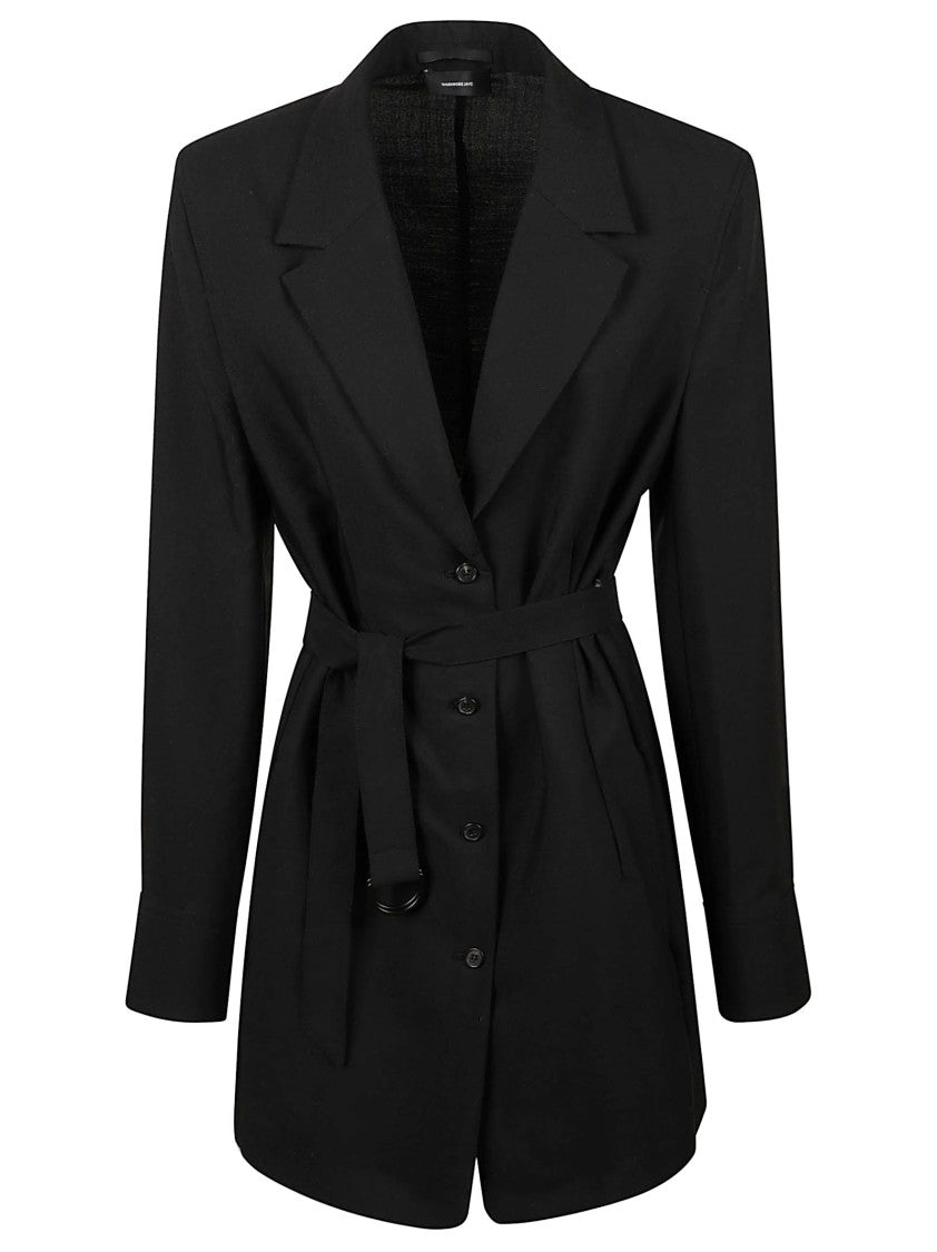 Wardrobe.Nyc Structured Black Tailored Shirt Dress With Notched Lapel
