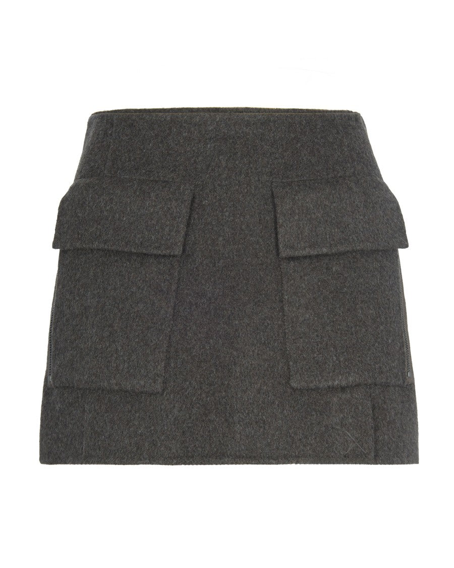 P.A.R.O.S.H. Regular Fit Wool Skirt With Flap Pockets And Zip Closure