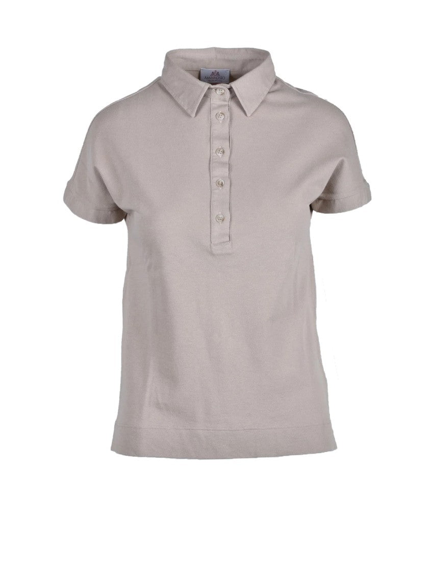 Ambrosio Beige Classic Collar Stretch Cotton Polo Shirt