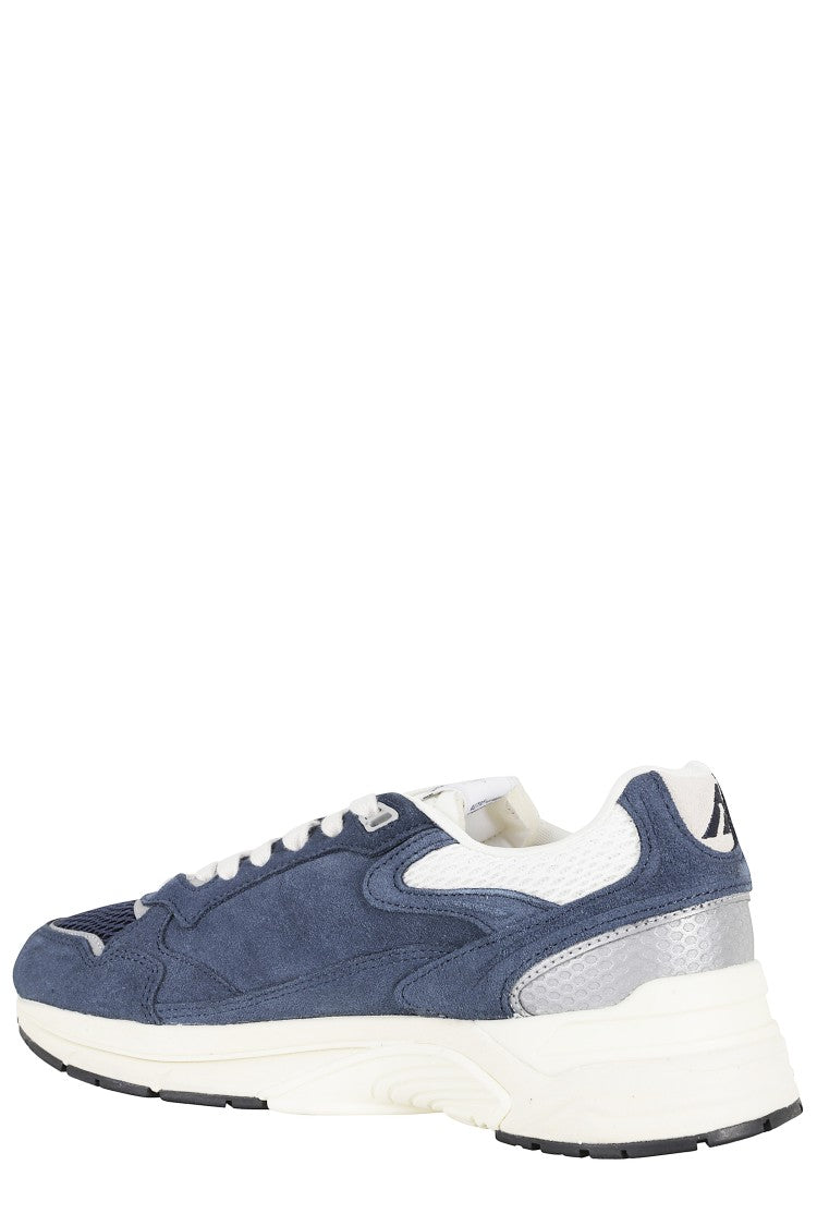 Autry Silver Blue Hyperway Low Suede Mesh Leather Sneakers