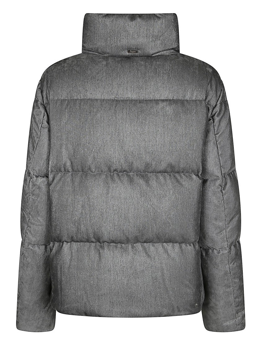 Herno Corduroy Blend Puffer Jacket With High Collar And Lurex Detail