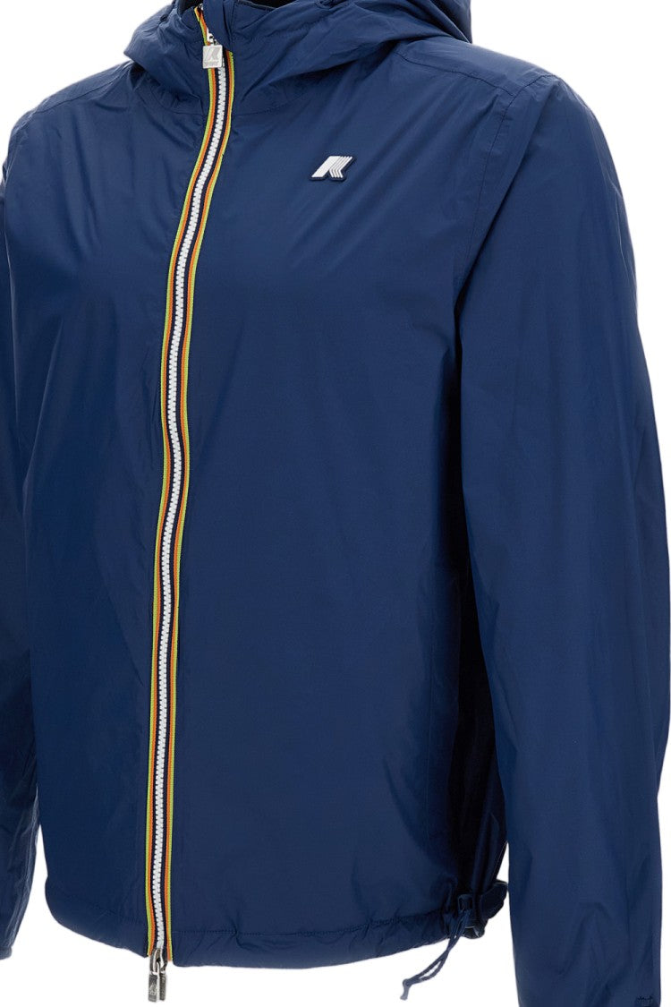 K-Way Reversible Short Jacket In Blue Cotton Interlock