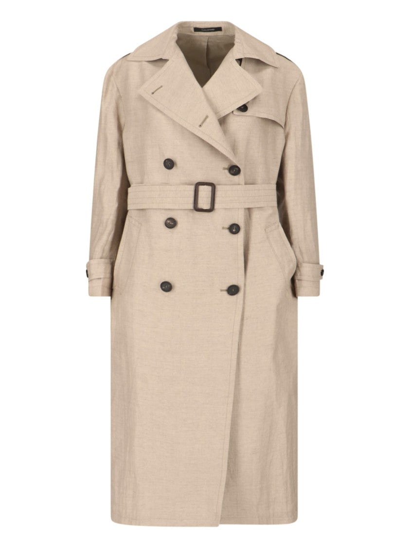 Tagliatore Beige Double-Breasted Wool Cotton Trench